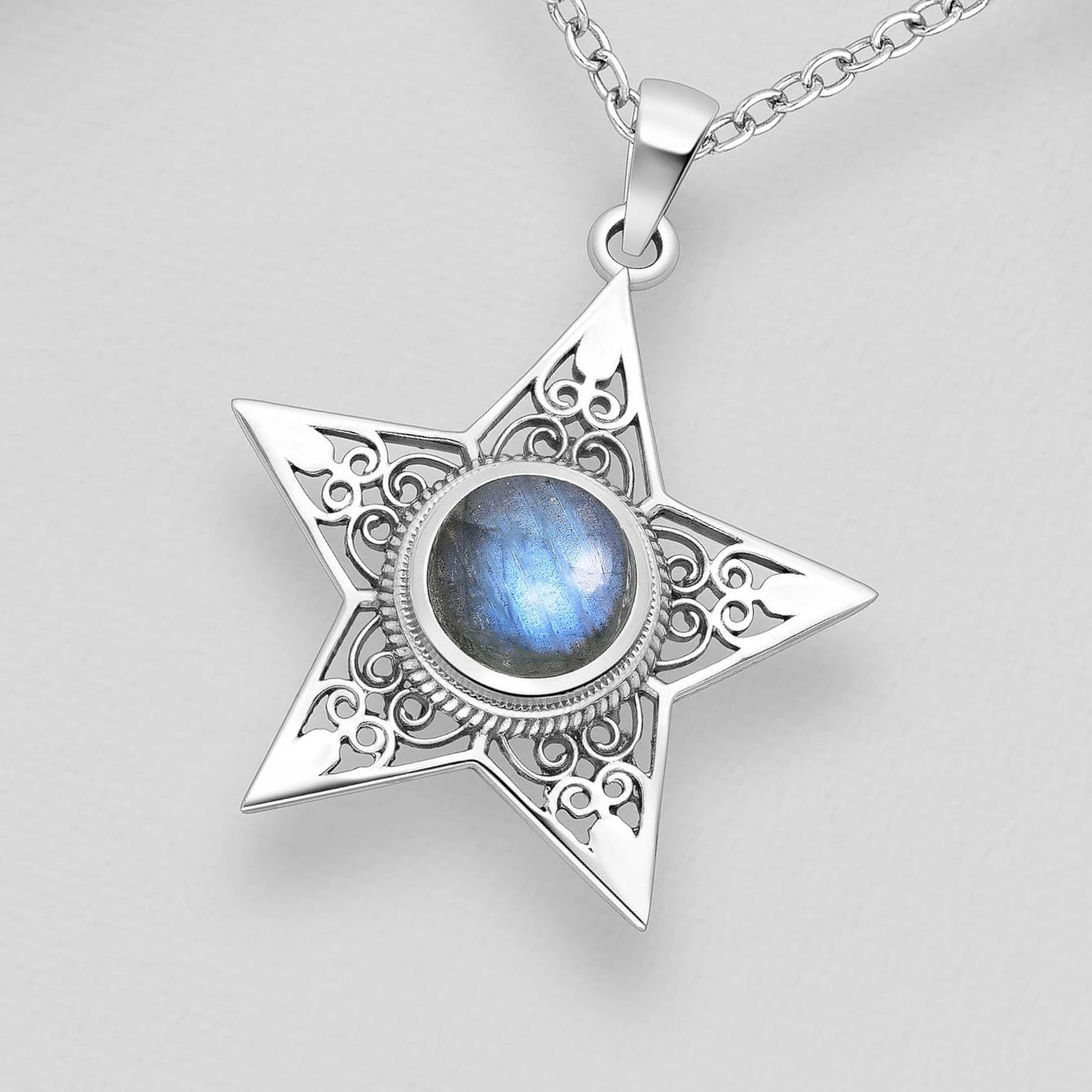 Labradorite Star Pendant Sterling Silver .925