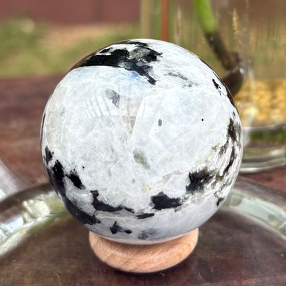 Moonstone Sphere - 207 grams / 5.3 cms - With Free Wooden Sphere Stand
