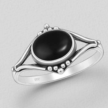 Black Onyx Ring - Sterling Silver .925 SZ US 8 18.55m