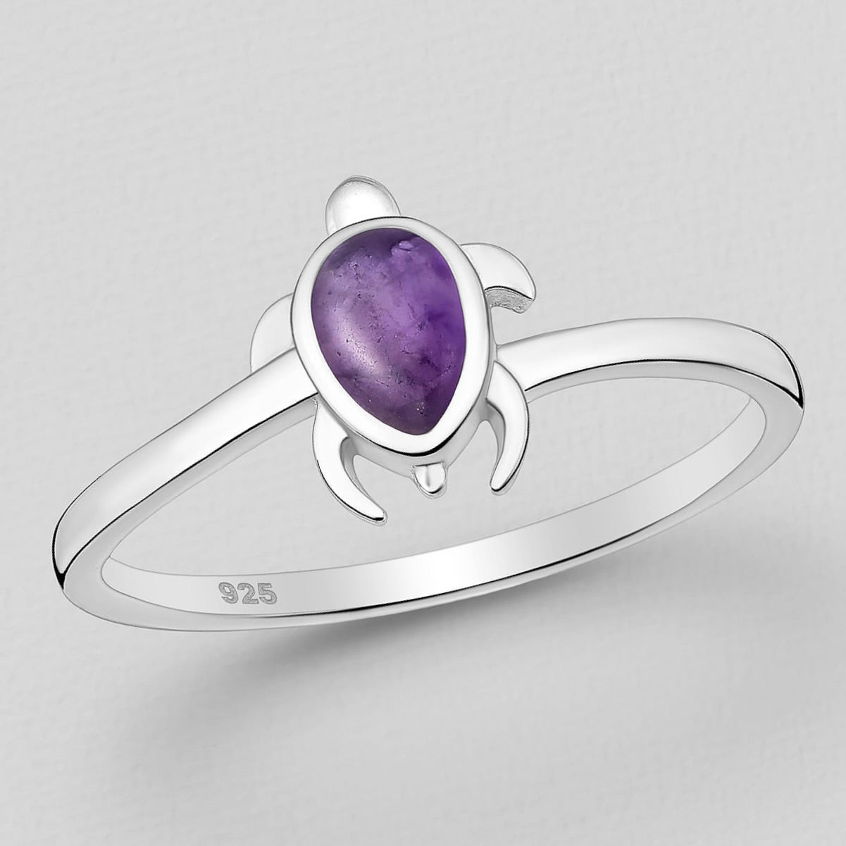 Amethyst Turtle Ring Sterling Silver .925 SZ US 8 / 18MM