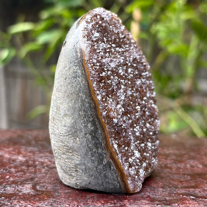 Brazilian Brown Rainbow Amethyst Druzy w Agate Cut Base -  239 grams