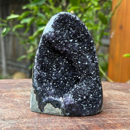 Brazilian AAA+ Blackberry Rainbow Amethyst Druzy w Agate Cut Base -  464 grams