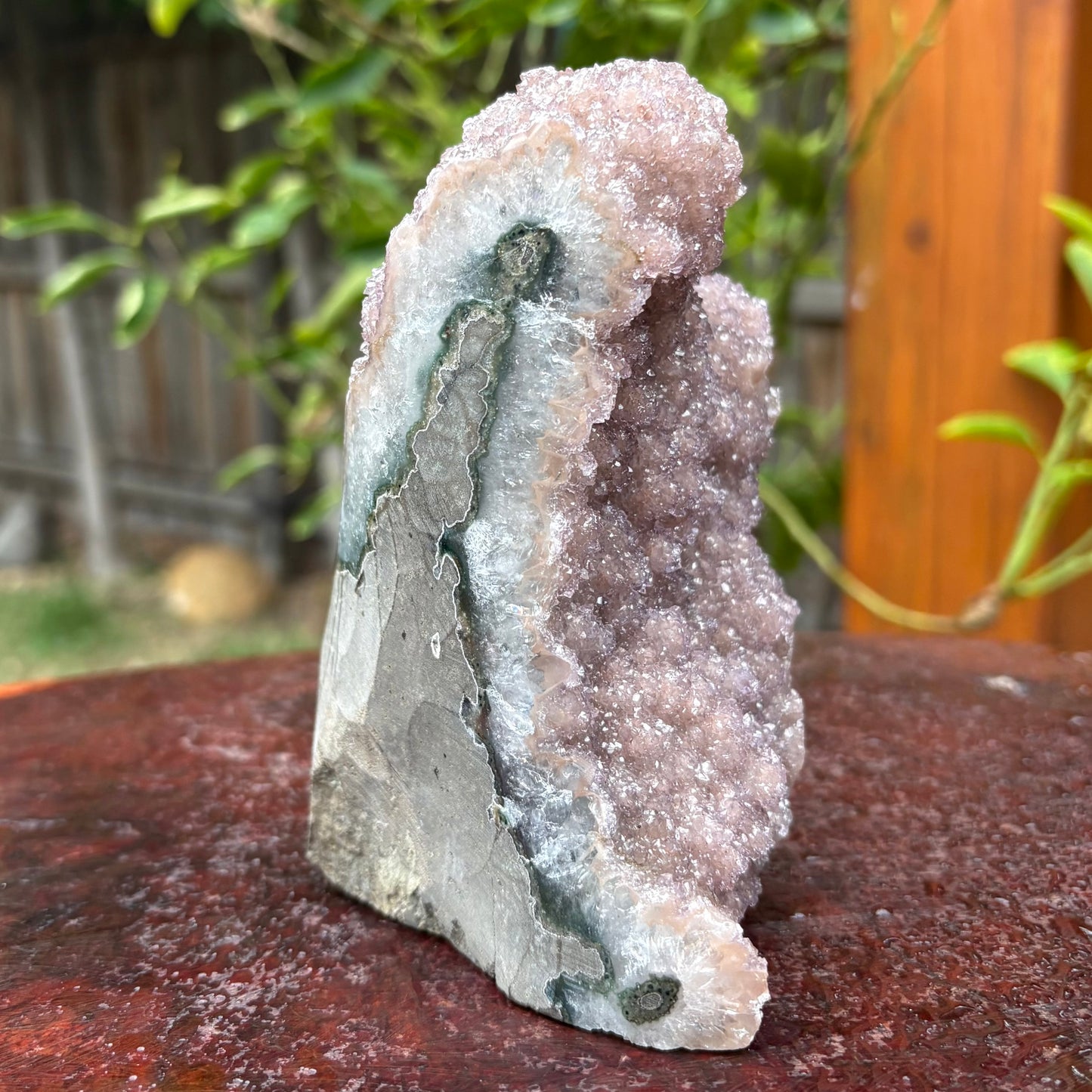 Brazilian Peach Purple Rainbow Amethyst Bubble Druzy w Agate Cut Base -  1.1kg