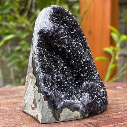 Brazilian AAA+ Blackberry Rainbow Amethyst Druzy w Agate Cut Base -  464 grams