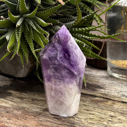 Brazilian Chevron Amethyst Polished Point Tower - 161 grams