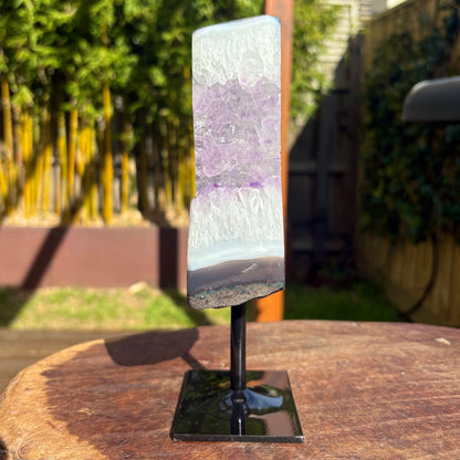 Unique Brazilian Amethyst on Agate Freeform Display Pc on stand - 1.2kgs