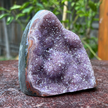 Brazilian Purple Rainbow Amethyst Druzy w Agate Cut Base -  624 grams