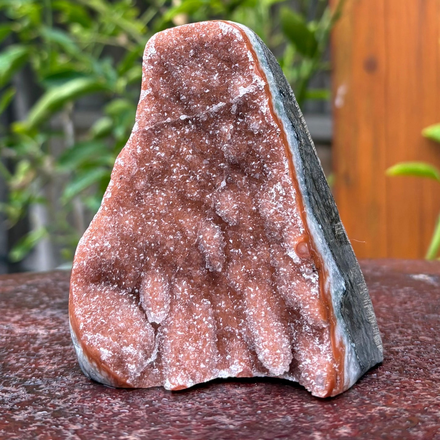 Brazilian Rainbow Reddish Amethyst Druzy Cut Base -  496 grams