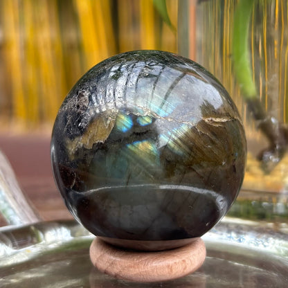 Labradorite Sphere - 192 grams / 5 cm (#2) - With Free Wooden Sphere Stand
