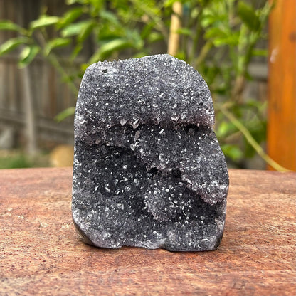 Brazilian Black Rainbow Amethyst Druzy w Agate Cut Base -  248 grams