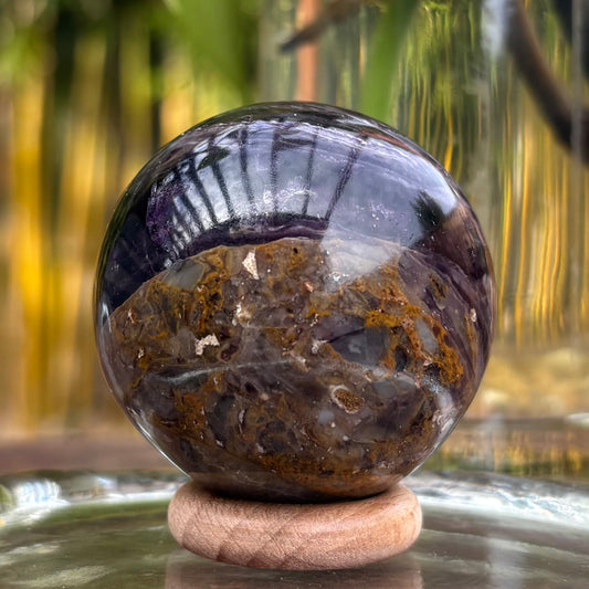 Amethyst Sphere - 173 grams / 4.7 cm (#1) - With Free Wooden Sphere Stand