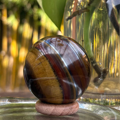Tigers Eye Sphere - 157 grams / 4.7 cms - With Free Wooden Sphere Stand