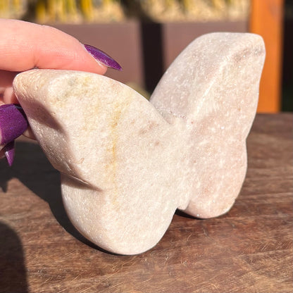 Brazilian Pink Amethyst Druzy Polished Butterfly - 315 grams / 10 cms