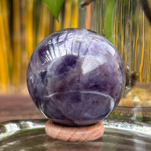 Amethyst Sphere - 164 grams / 4.9 cm (#4) - With Free Wooden Sphere Stand