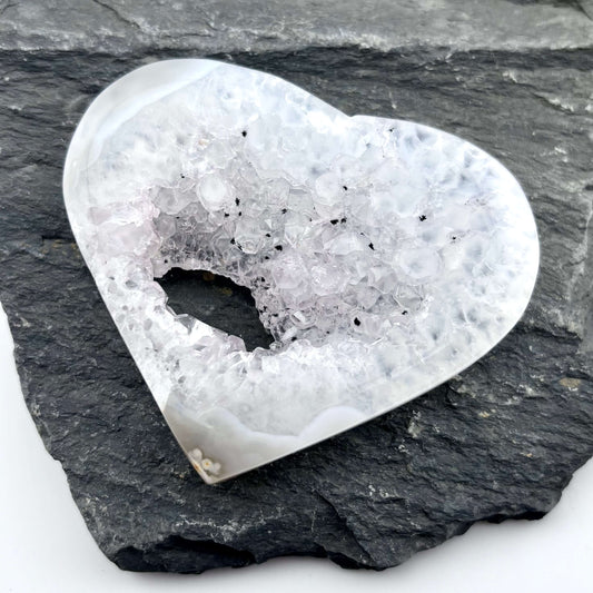 Unique Agate Druzy Heart - 78 grams / 7.5 cms