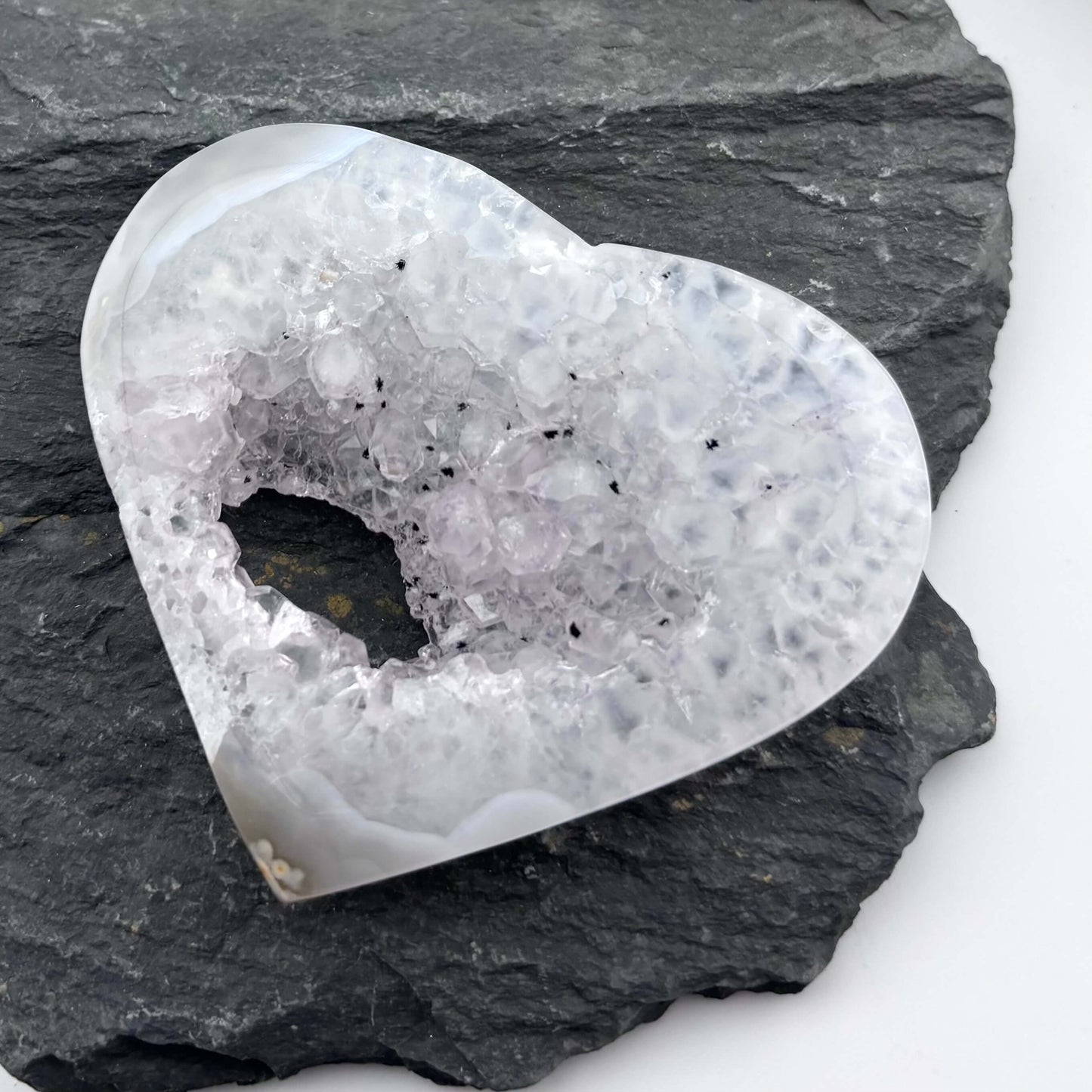 Unique Agate Druzy Heart - 78 grams / 7.5 cms
