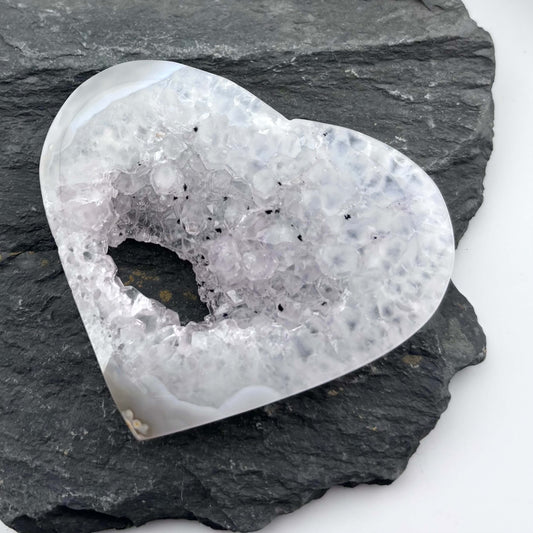 Unique Agate Druzy Heart - 78 grams / 7.5 cms