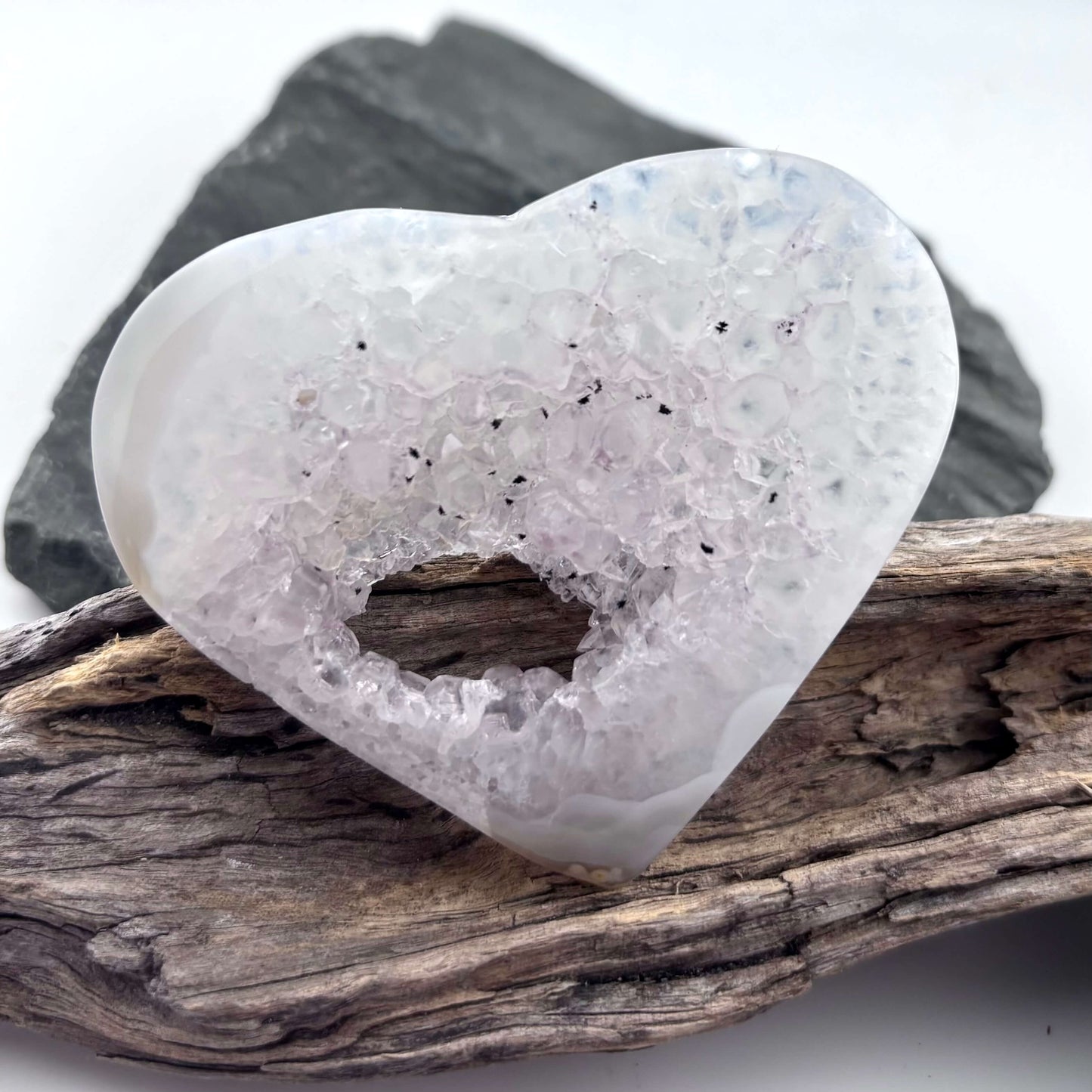 Unique Agate Druzy Heart - 78 grams / 7.5 cms
