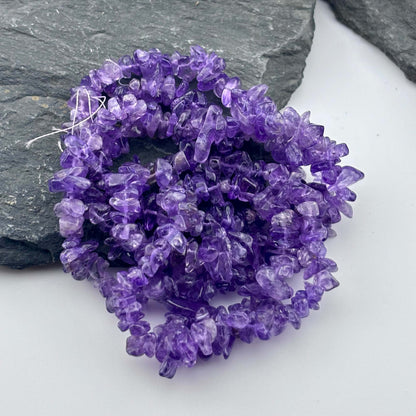 Amethyst Chip Beads - 70 - 75 grams per string