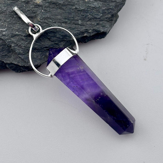 Amethyst Double Terminator Pendant 5cm