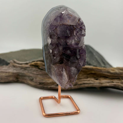 Unique Brazilian Amethyst w Agate Freeform Display Pc on stand - 265 grams