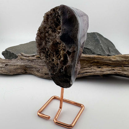 Unique Brazilian Amethyst w Agate Freeform Display Pc on stand - 265 grams