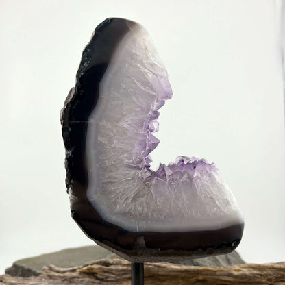 Unique Brazilian Amethyst on Agate Freeform Display Pc on stand - 1.2kgs