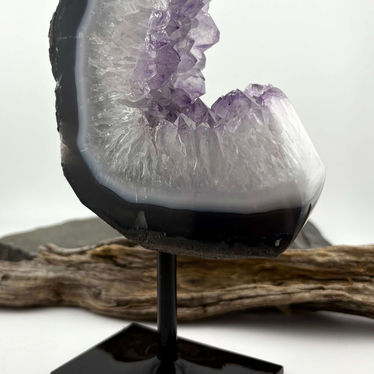 Unique Brazilian Amethyst on Agate Freeform Display Pc on stand - 1.2kgs