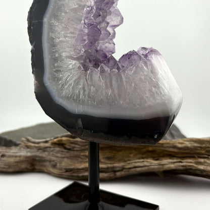 Unique Brazilian Amethyst on Agate Freeform Display Pc on stand - 1.2kgs