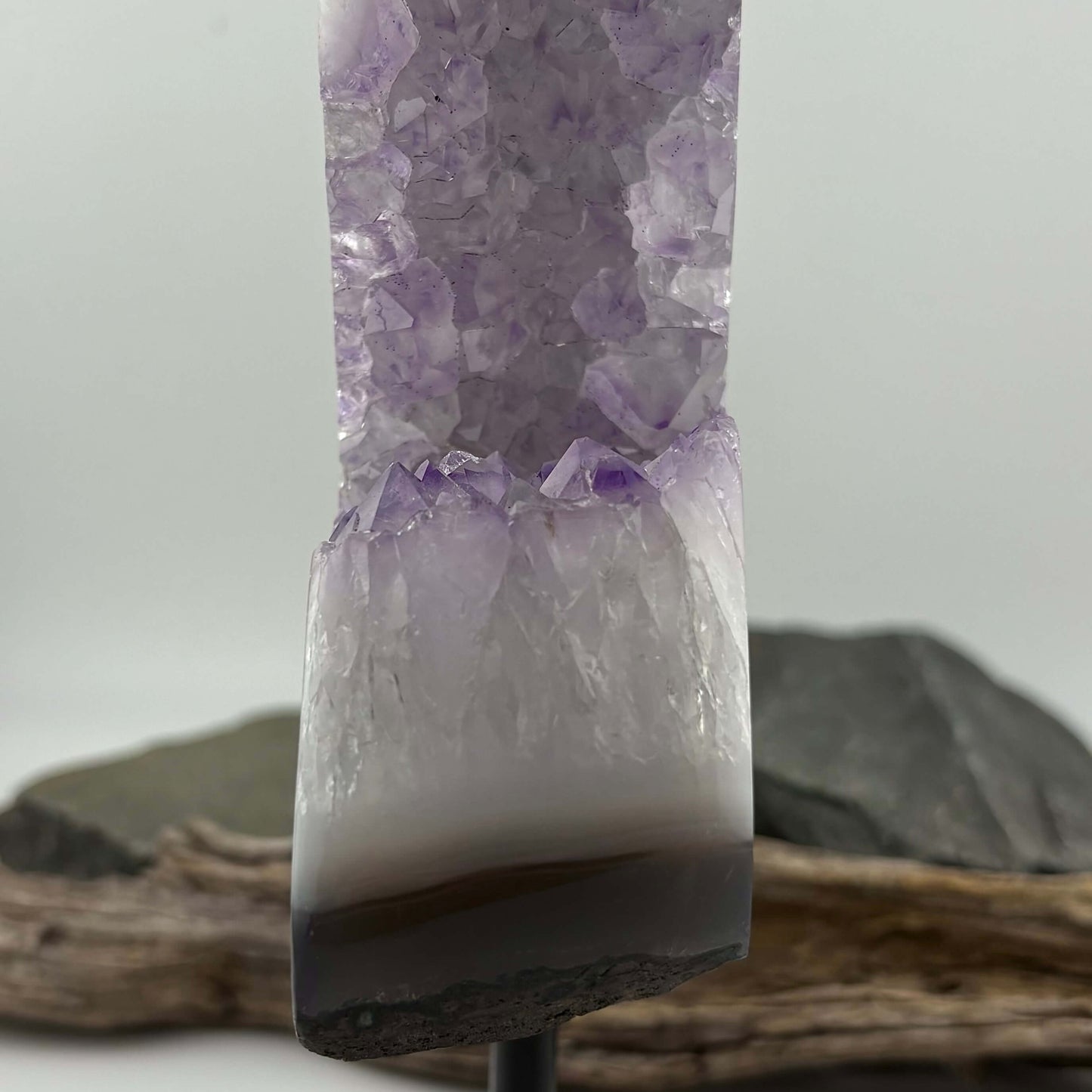 Unique Brazilian Amethyst on Agate Freeform Display Pc on stand - 1.2kgs