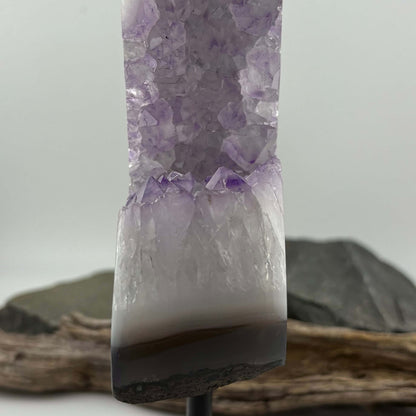 Unique Brazilian Amethyst on Agate Freeform Display Pc on stand - 1.2kgs