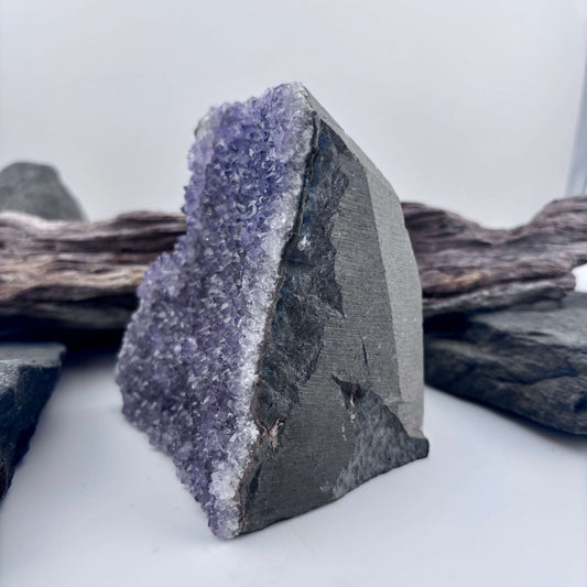 Geode crystal with a white background