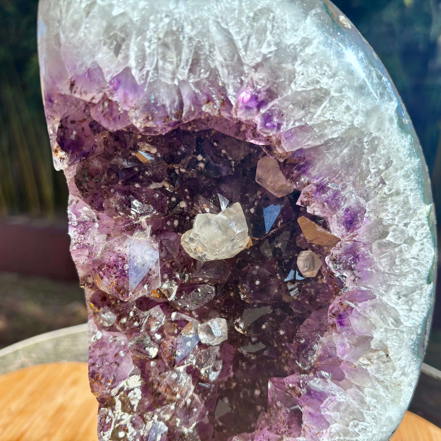 Brazilian Amethyst Geode Shape w Calcite 