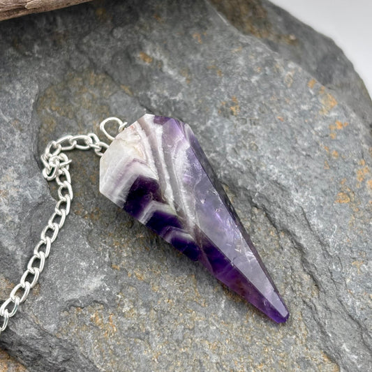 Amethyst crystal pendulum on a chain