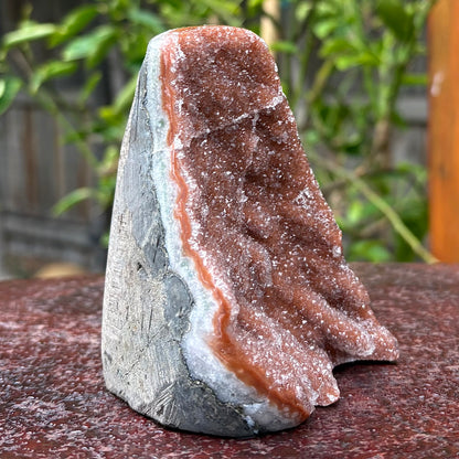 Brazilian Rainbow Reddish Amethyst Druzy Cut Base -  496 grams