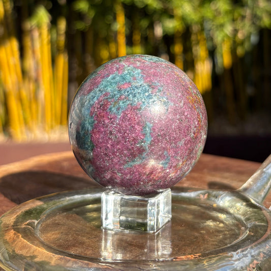 Unique Large Ruby Kyanite Sphere - 400 grams / 6 cms - With Free clear Sphere Stand