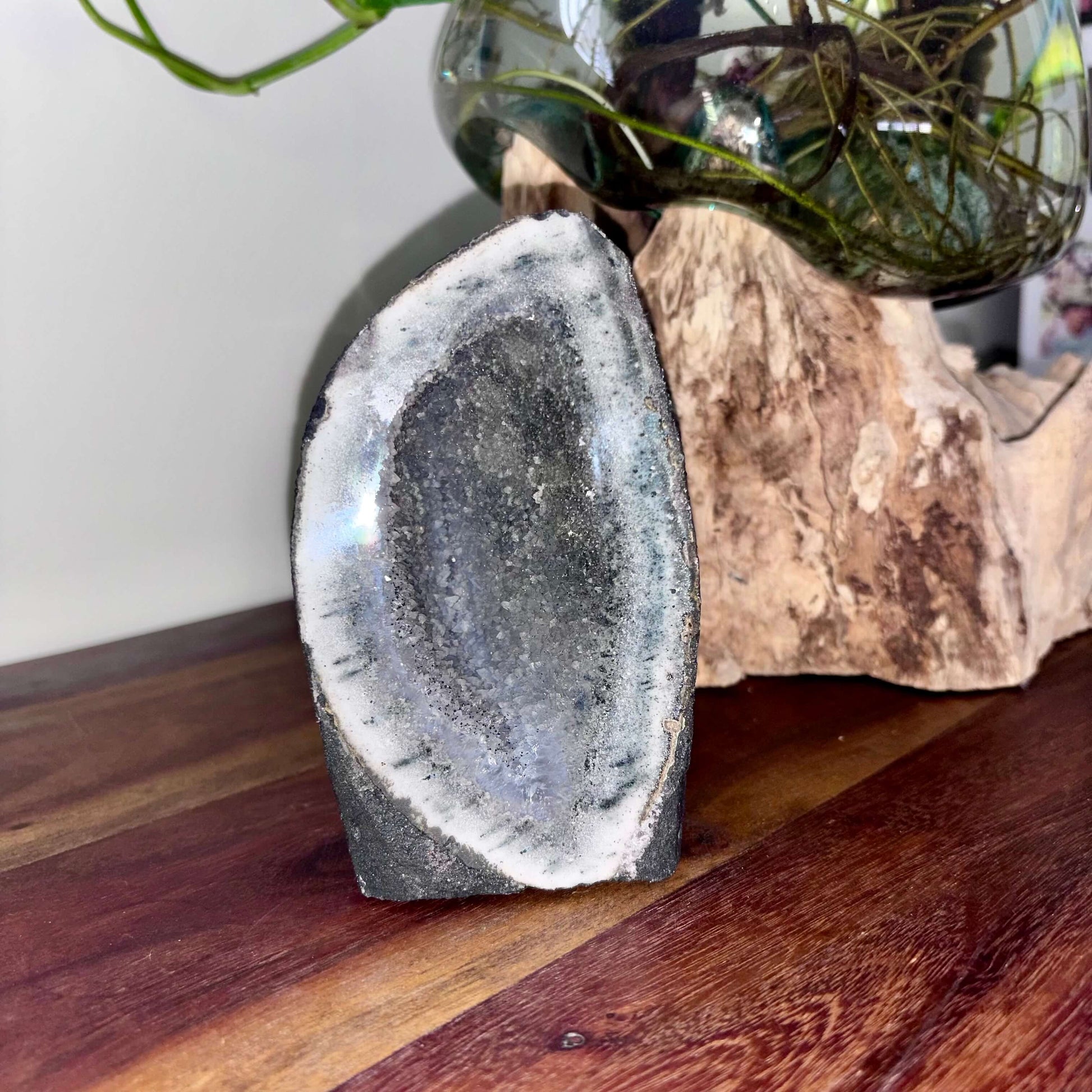 Brazilian Black Druzy Amethyst Cathedral Geode