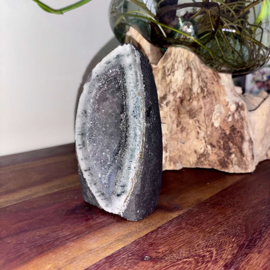 Brazilian Black Druzy Amethyst Cathedral Geode