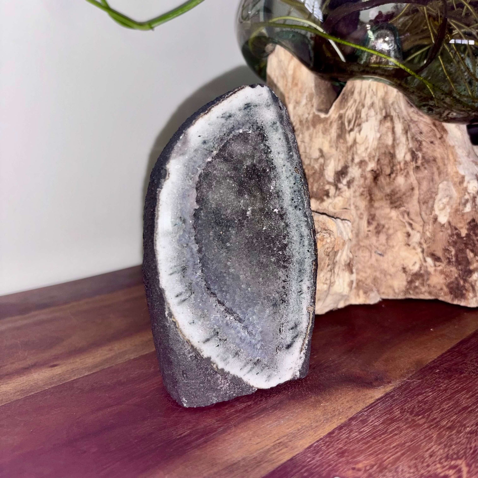 Brazilian Black Druzy Amethyst Cathedral Geode