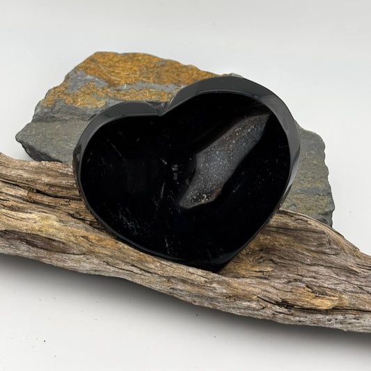 Black Druzy Agate Heart