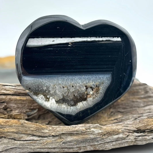 Black Druzy Agate Heart