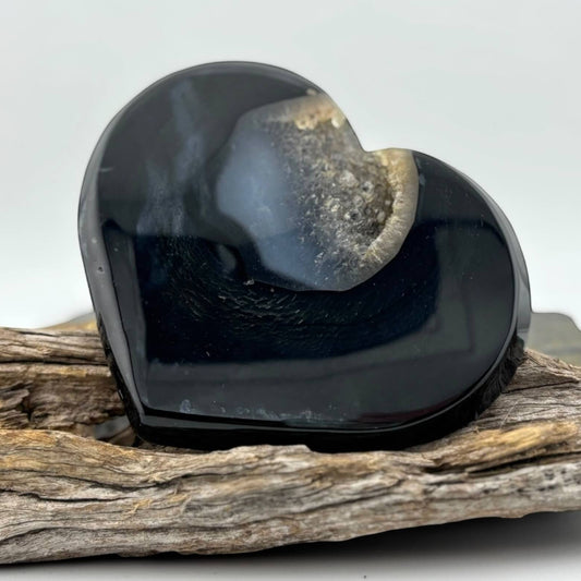 Black Druzy Agate Heart