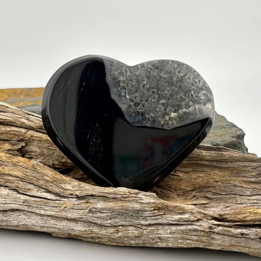 Black Druzy Agate Heart