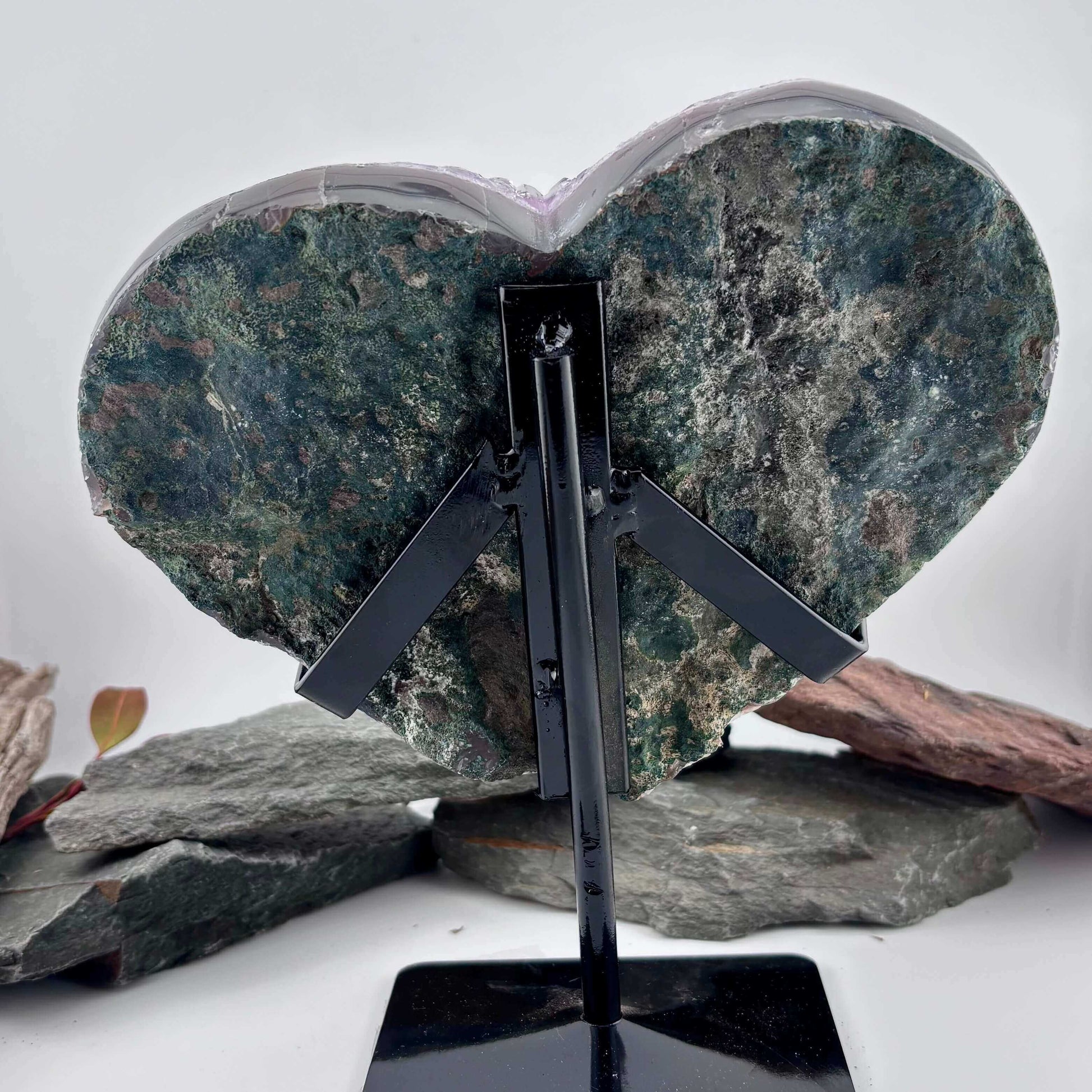 Brazilian Amethyst Cluster Heart on metal stand