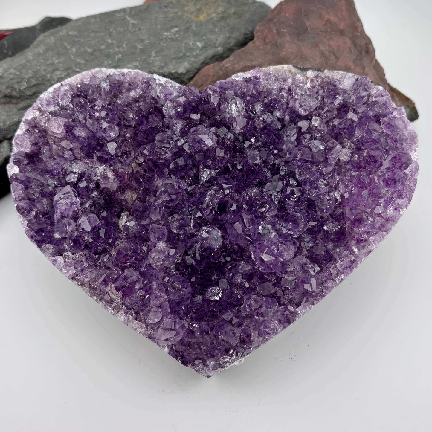 Brazilian Amethyst Cluster Heart on metal stand