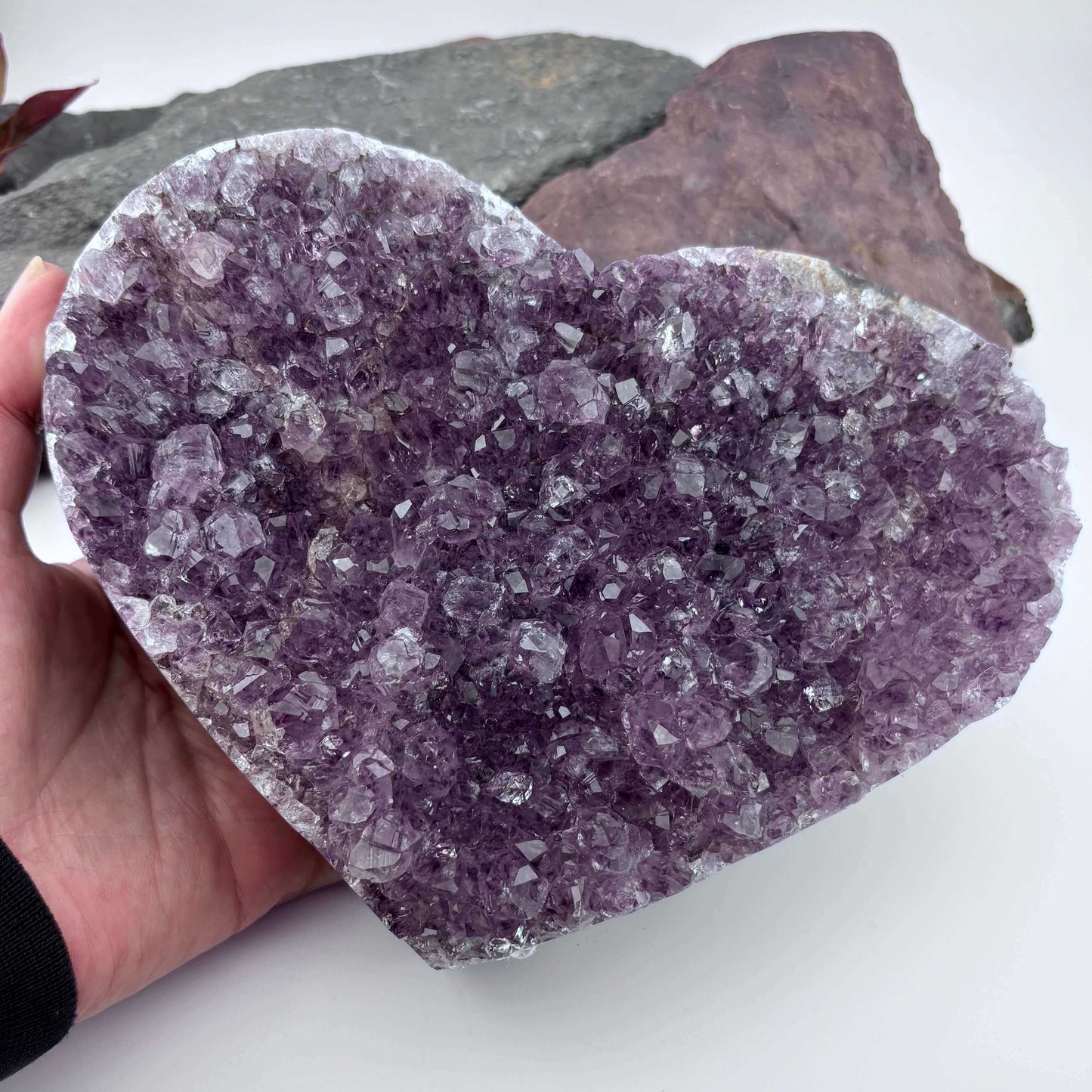 Large Brazilian Amethyst Cluster Heart on metal stand - 1.6kg