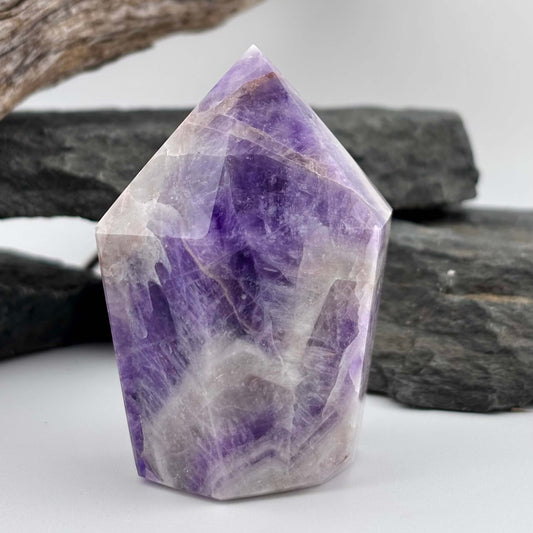 Brazilian Chevron Amethyst Polished Point Tower