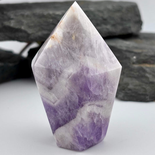 Brazilian Chevron Amethyst Polished Point Tower
