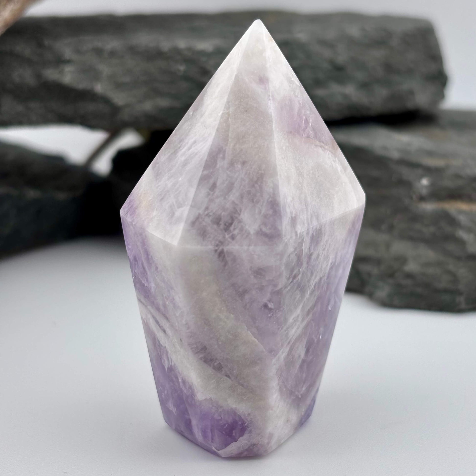 Brazilian Chevron Amethyst Polished Point Tower