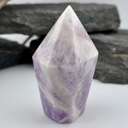 Brazilian Chevron Amethyst Polished Point Tower